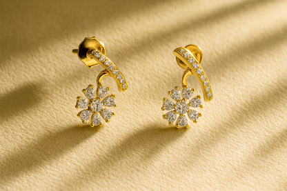 STAR GOLD STUDS SILVER EARRINGS