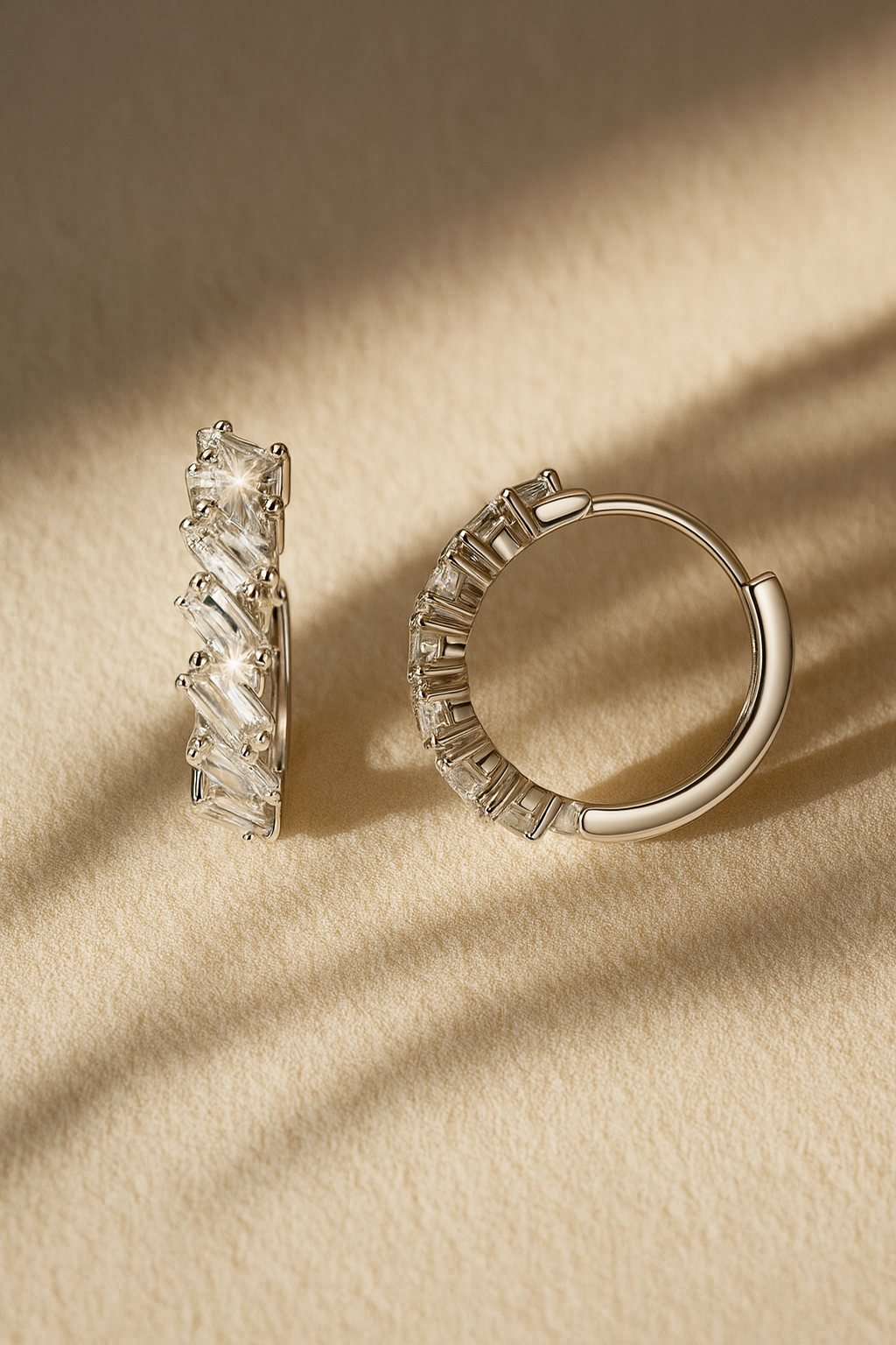 MINIMAL HOOPS DIAMOND SILVER EARRINGS