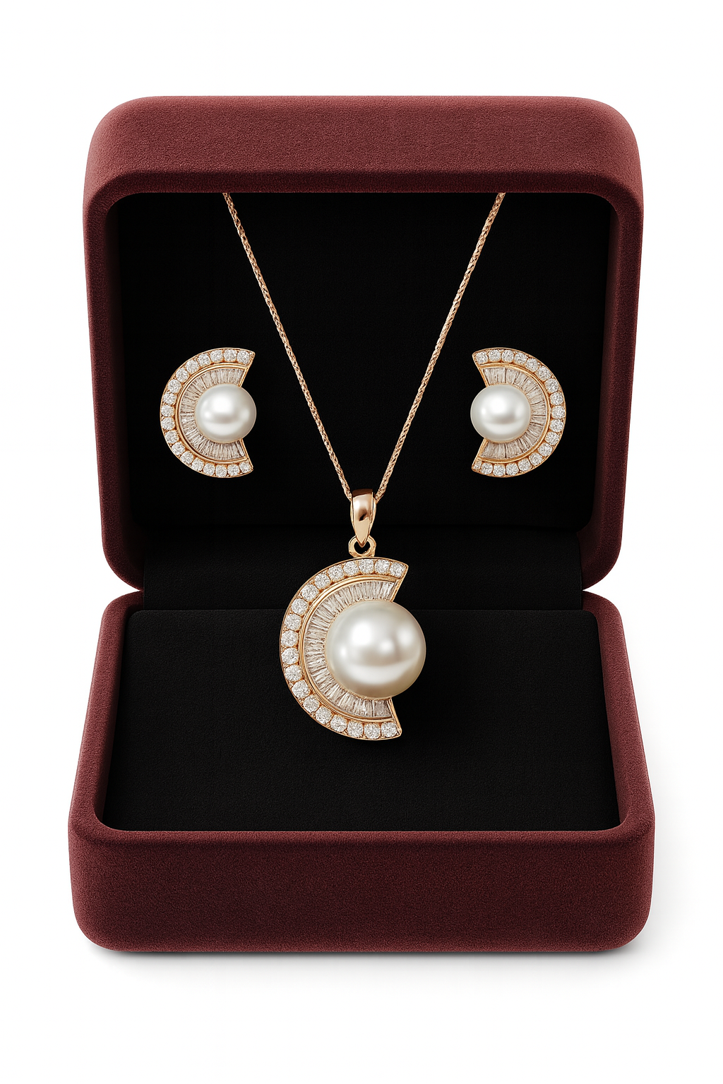 Pearl Promise Rose Gold Silver Pendant Set