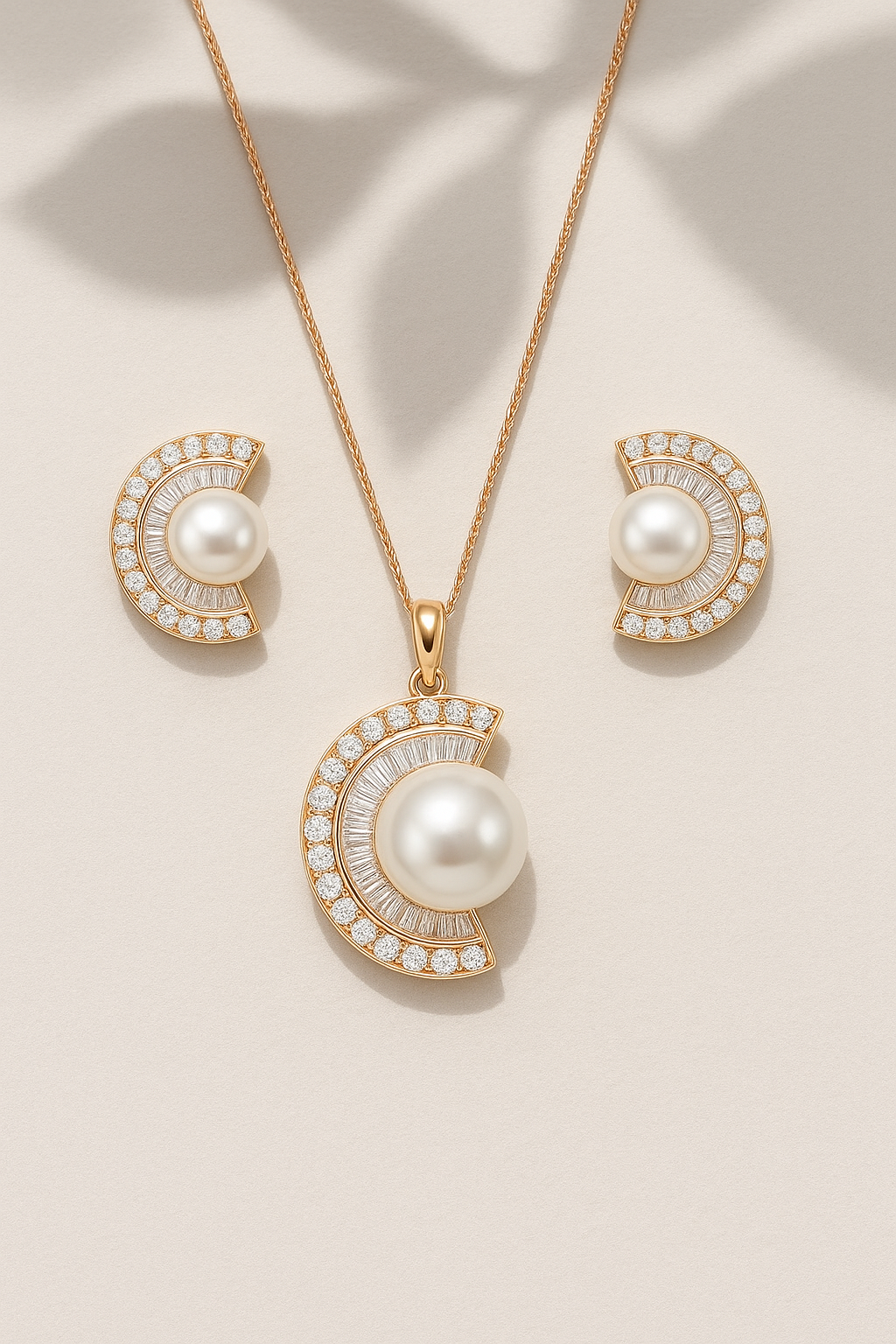 Pearl Promise Rose Gold Silver Pendant Set
