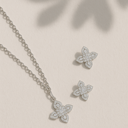 Moonlit Diamond Silver Pendant Set