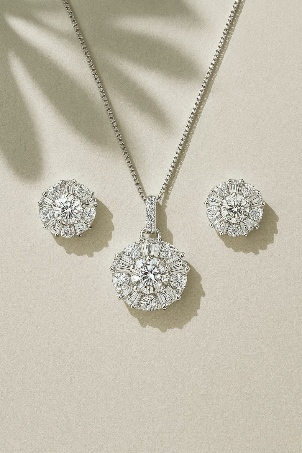 Charming Diamond Silver Pendant Set