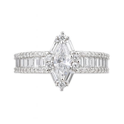 Marquise Diamond Silver Ring