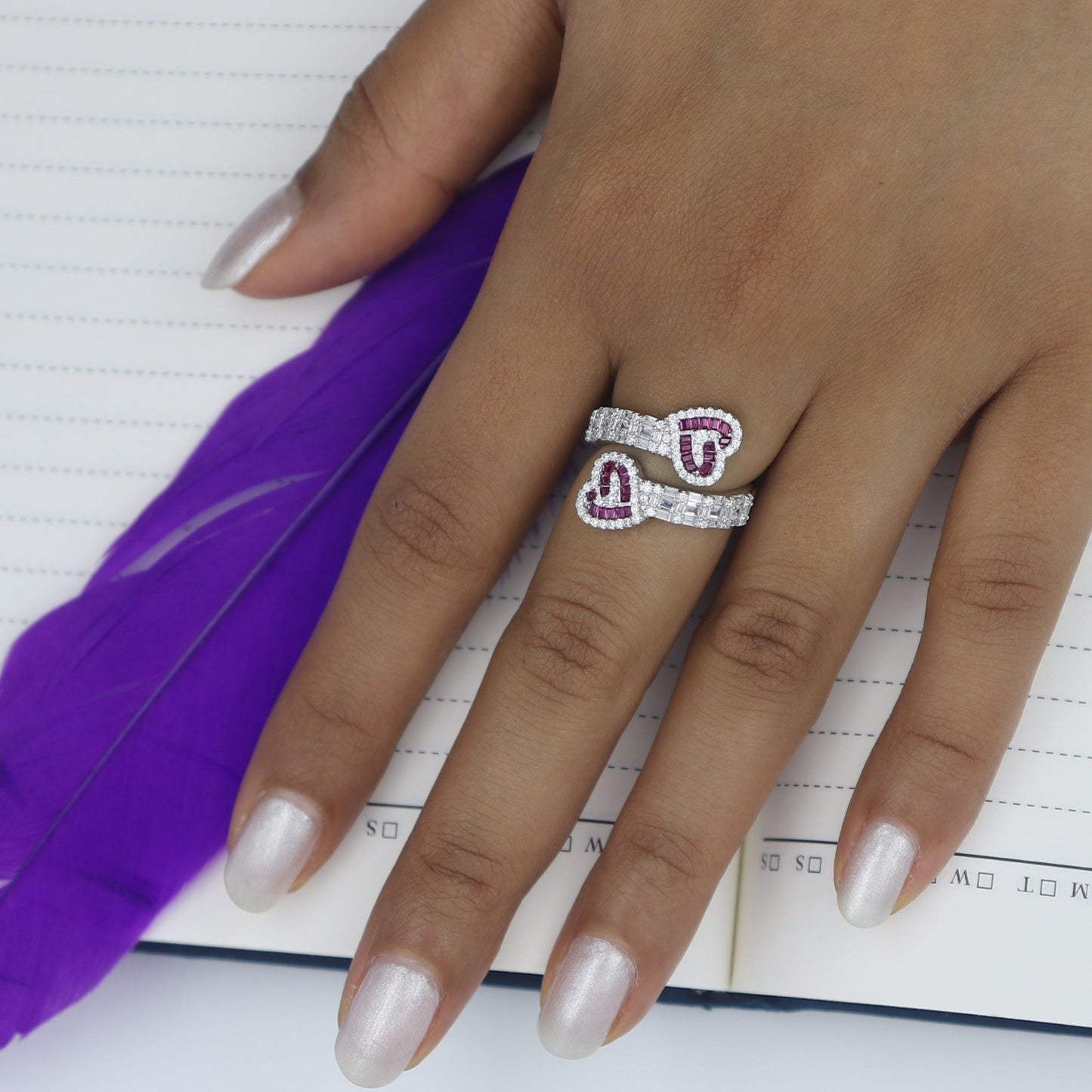 Silver Ruby Diamond Toi-Moi Ring