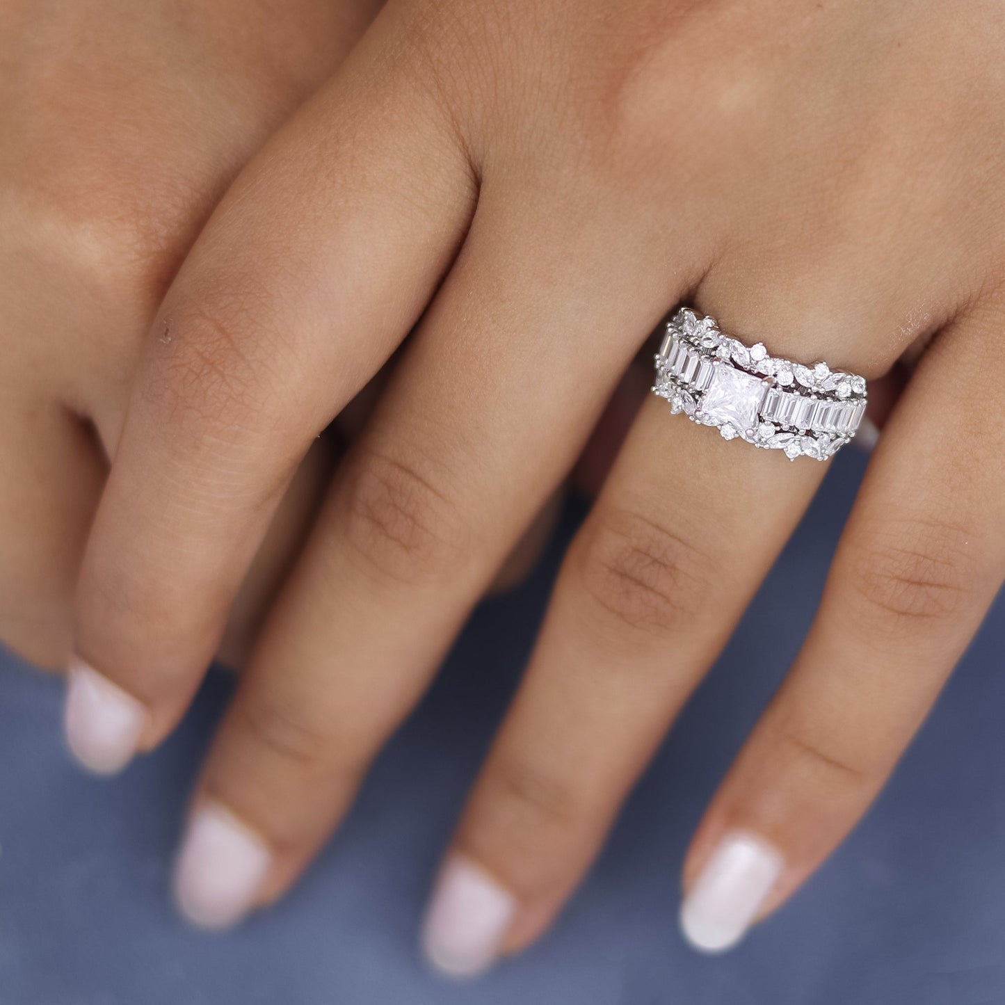 Princess Silver Diamond Ring