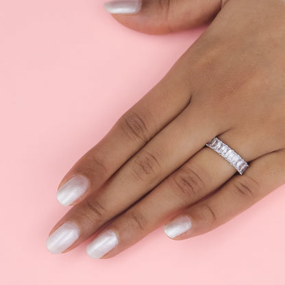 Silver Radiant Diamond Full Eternity Ring