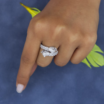 Silver Panther Diamond Ring