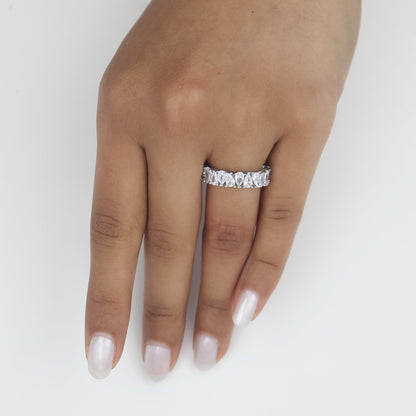 Mystic Pear Eternity Diamond Band Silver Ring