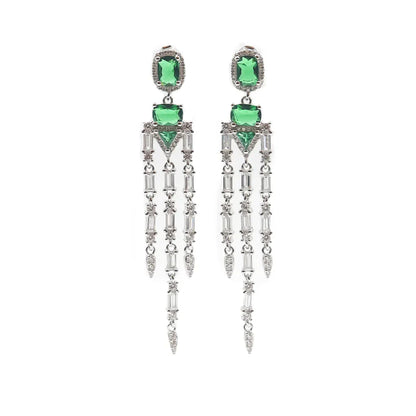 Sleek Emerald Drop Silver Earrings
