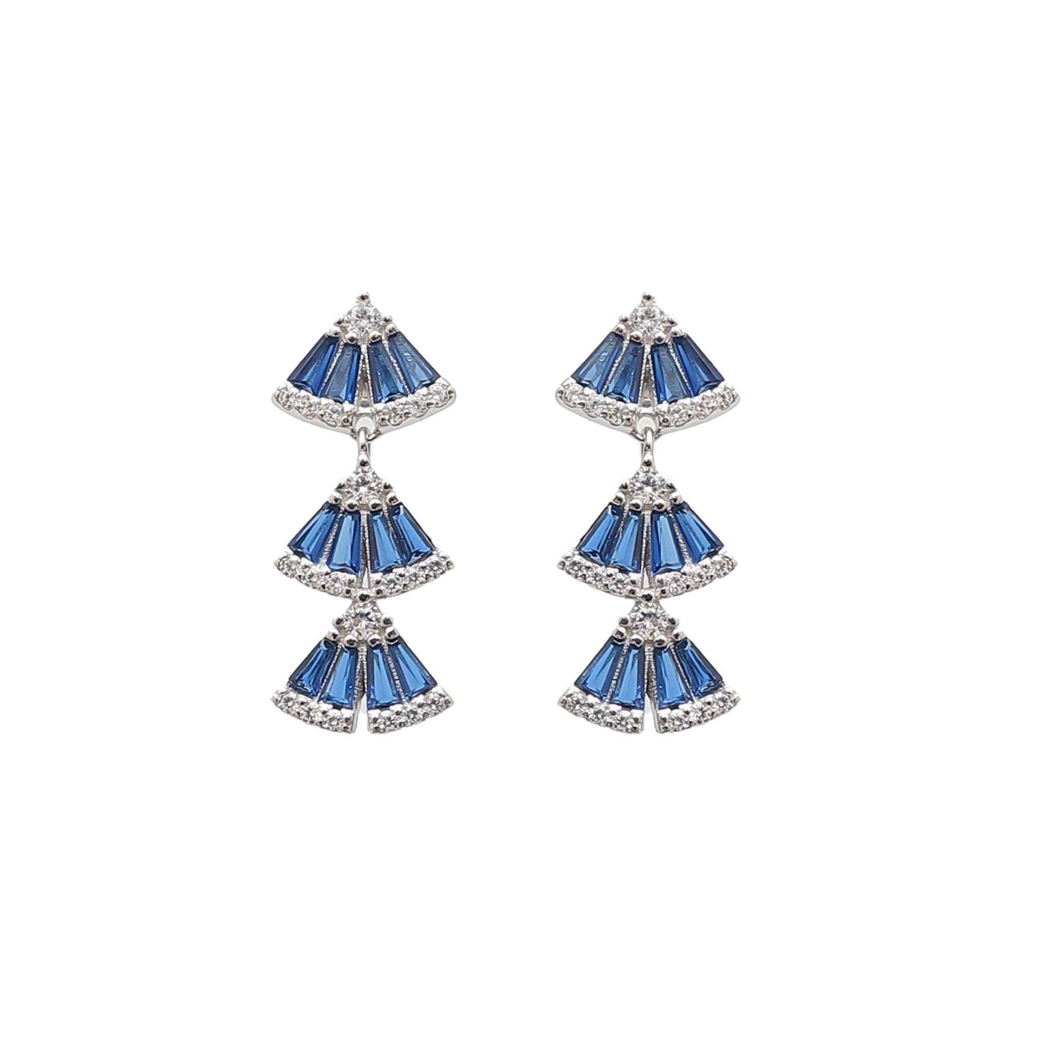 Casual Sapphire Silver Earrings