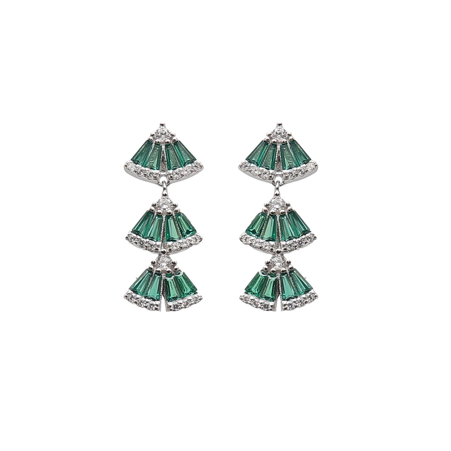 Casual Emerald Silver Earrings