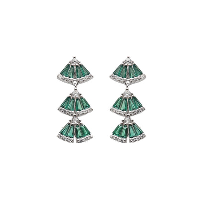 Casual Emerald Silver Earrings