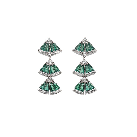 Casual Emerald Silver Earrings