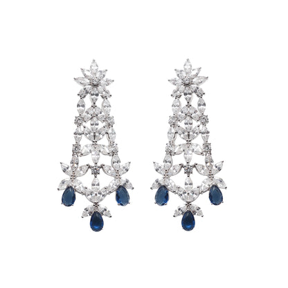 Royal Cocktail Diamond Silver Earrings