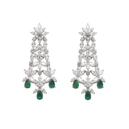 Royal Cocktail Diamond Silver Earrings