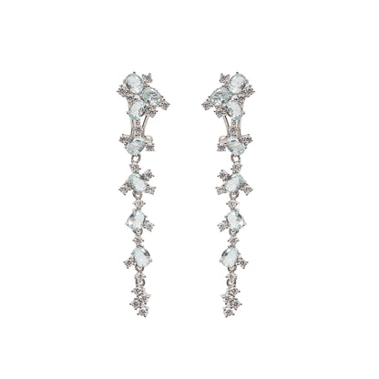 Blue Crystal Dewfall Silver Earrings