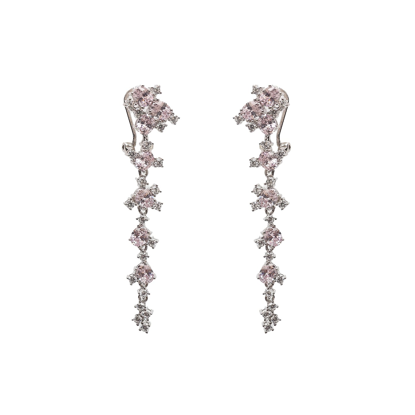 Pink Crystal Dewfall Silver Earrings