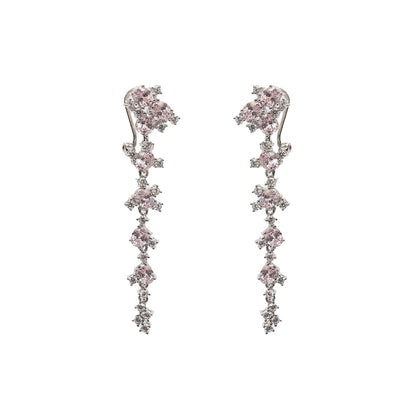Pink Crystal Dewfall Silver Earrings