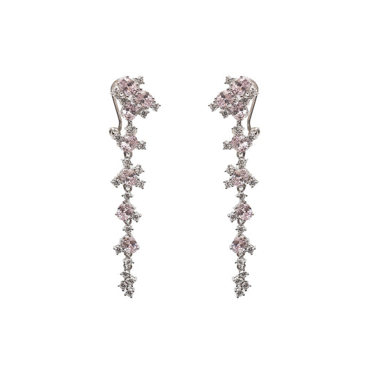 Pink Crystal Dewfall Silver Earrings