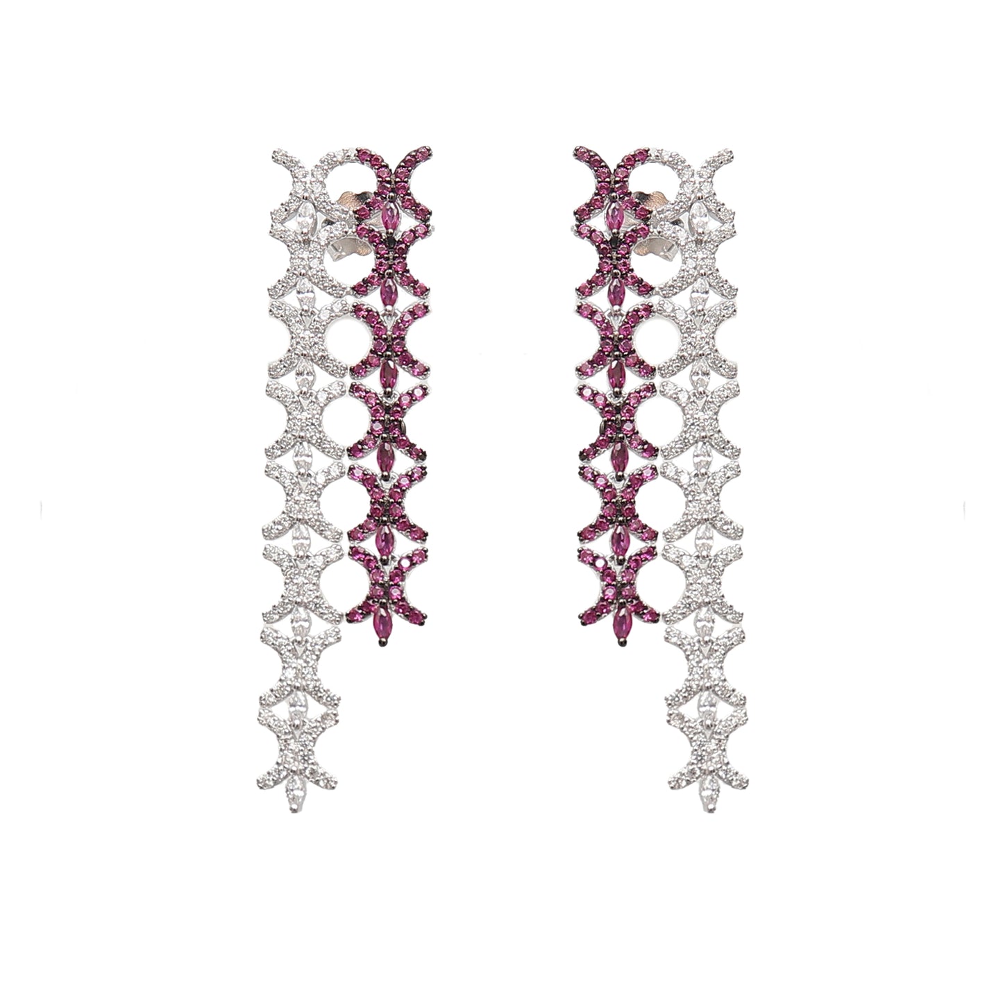 Elegance Diamond Fall Silver Earrings