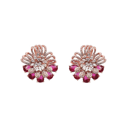 Rose Gold Ruby And Diamond Statement Silver Earrings
