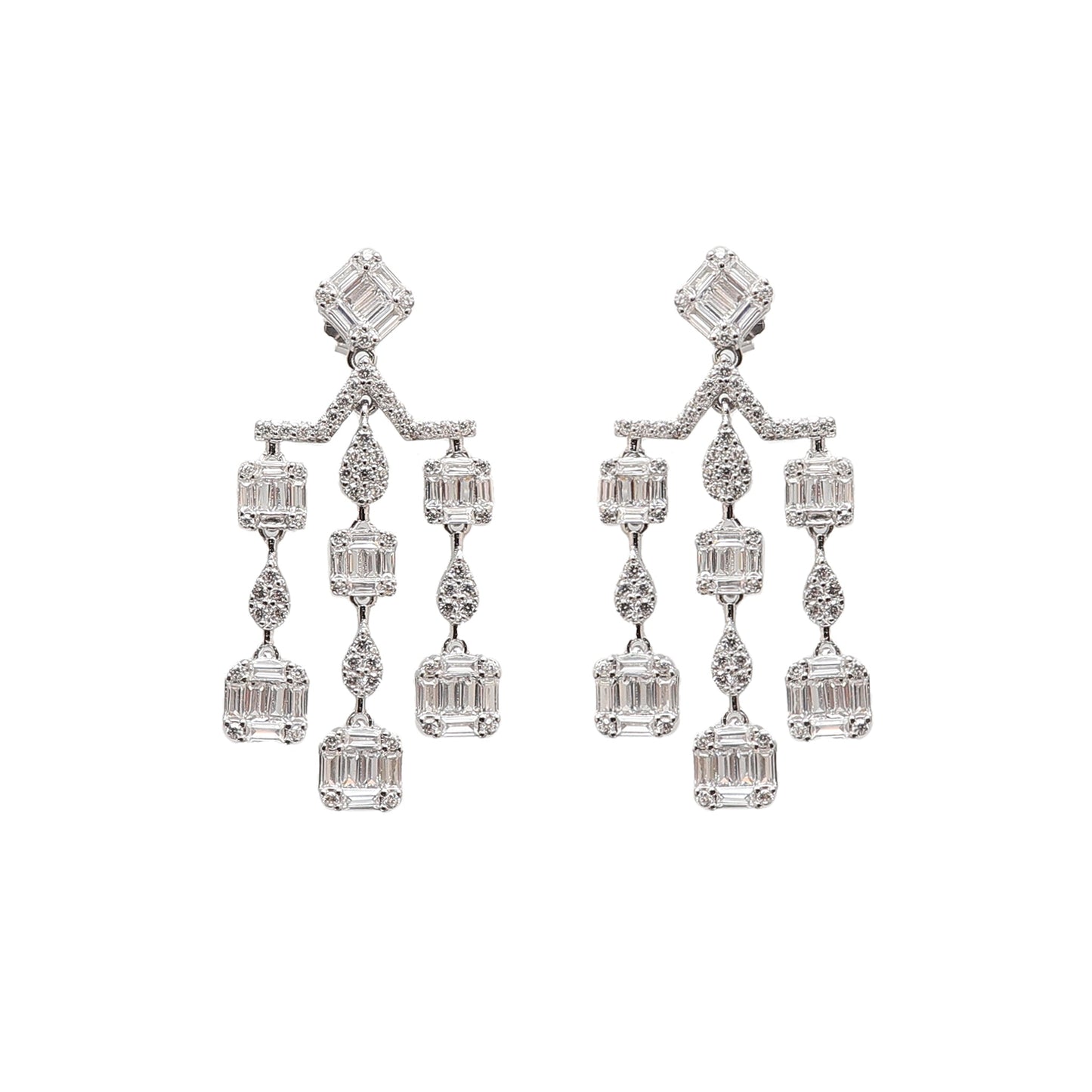 Diamond Chandellier Silver Earrings