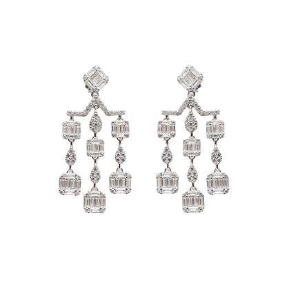 Diamond Chandellier Silver Earrings