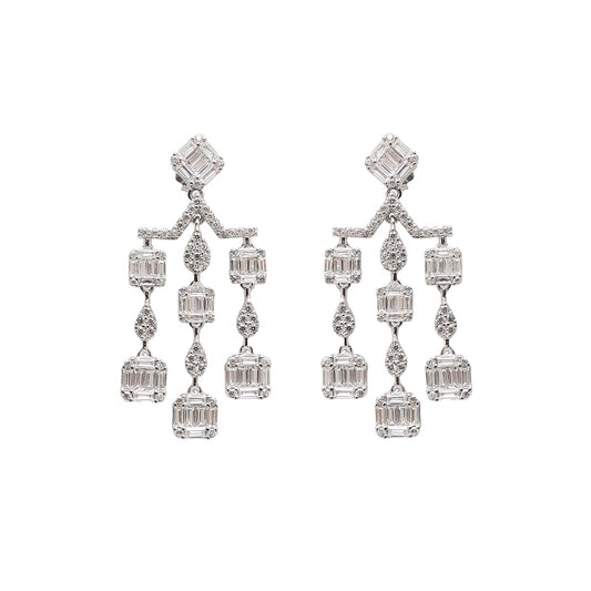Diamond Chandellier Silver Earrings