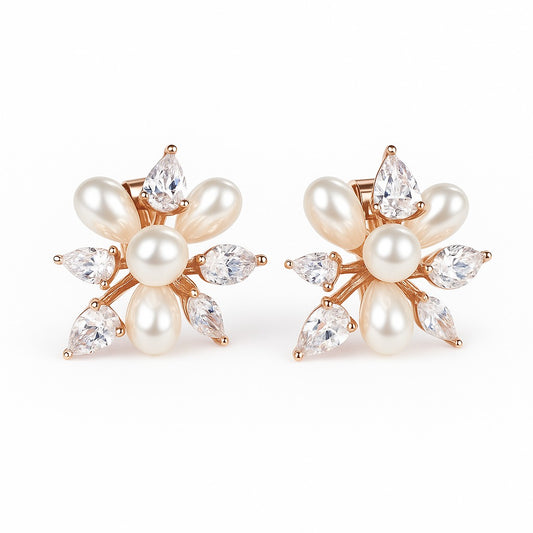 Pearl Cascade Silver Earrings