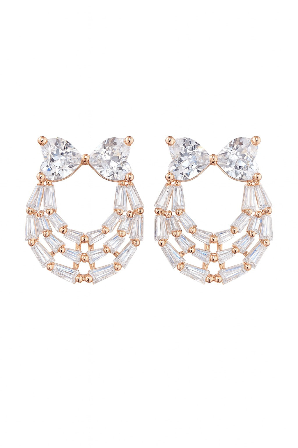 Heart Glow Rosegold Studs Silver Earrings