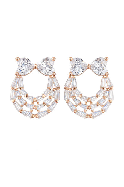 Heart Glow Rosegold Studs Silver Earrings