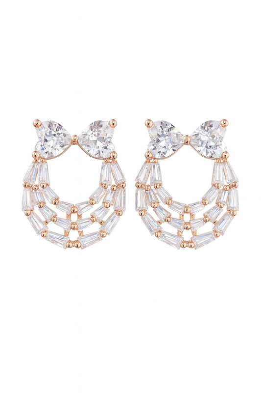 Heart Glow Rosegold Studs Silver Earrings