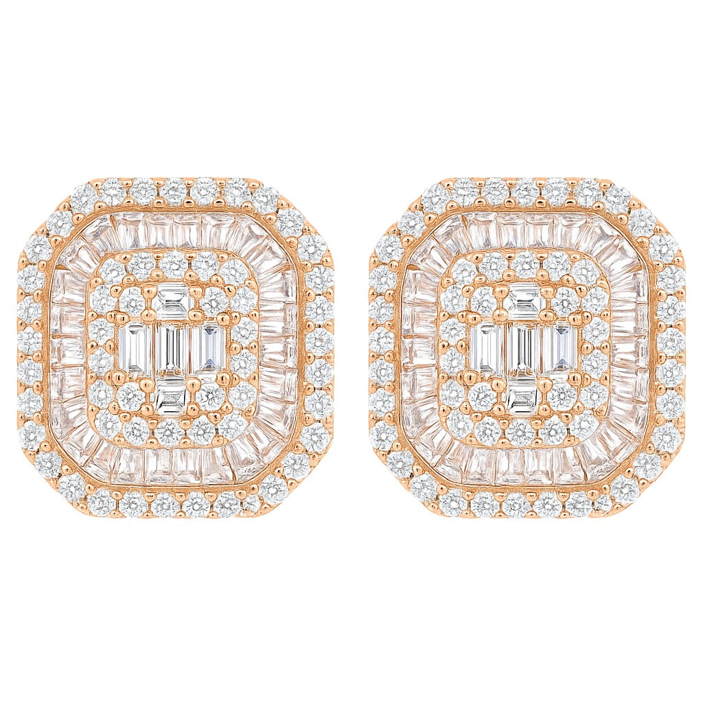 Dimaond Twinkle Rosegold Studs Silver Earrings