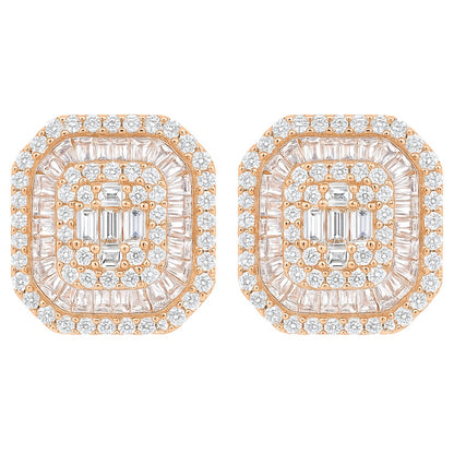 Dimaond Twinkle Rosegold Studs Silver Earrings
