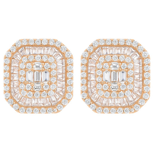 Dimaond Twinkle Rosegold Studs Silver Earrings