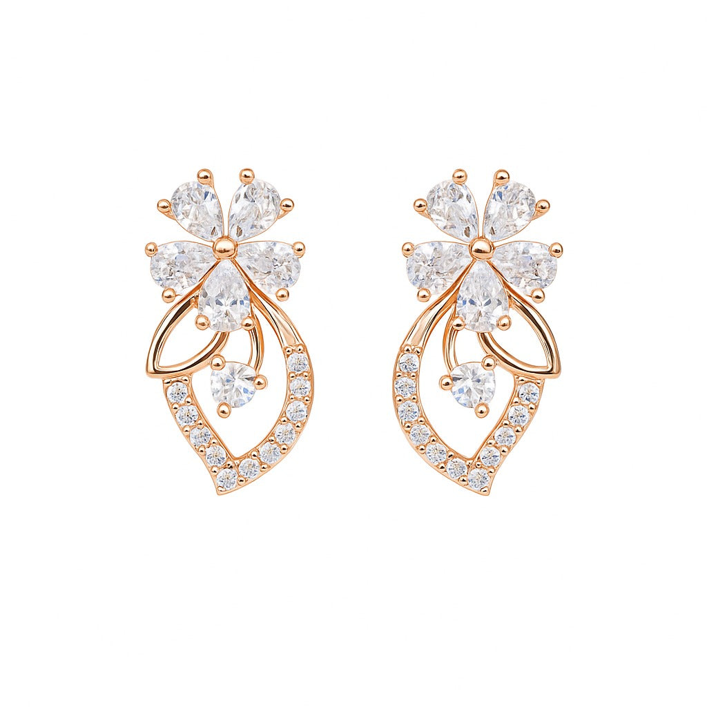 Minimal Rose Studs Silver Earrings