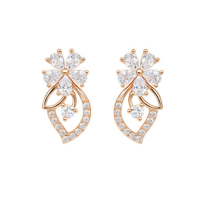 Minimal Rose Studs Silver Earrings