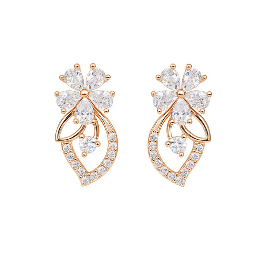 Minimal Rose Studs Silver Earrings