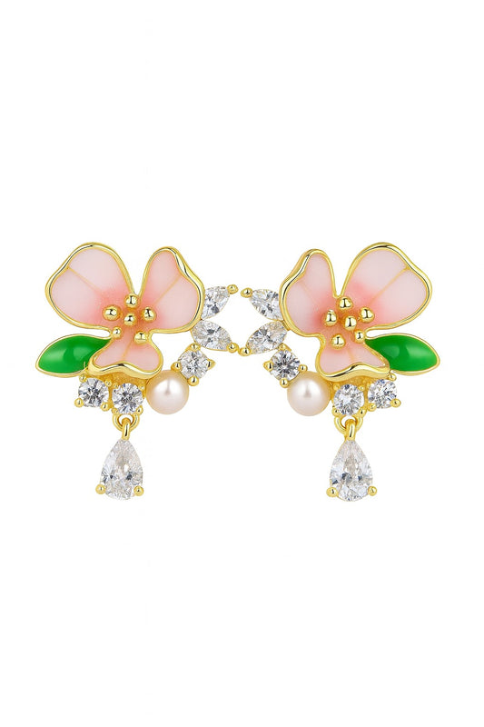 Chic Flower Silver Earrings
