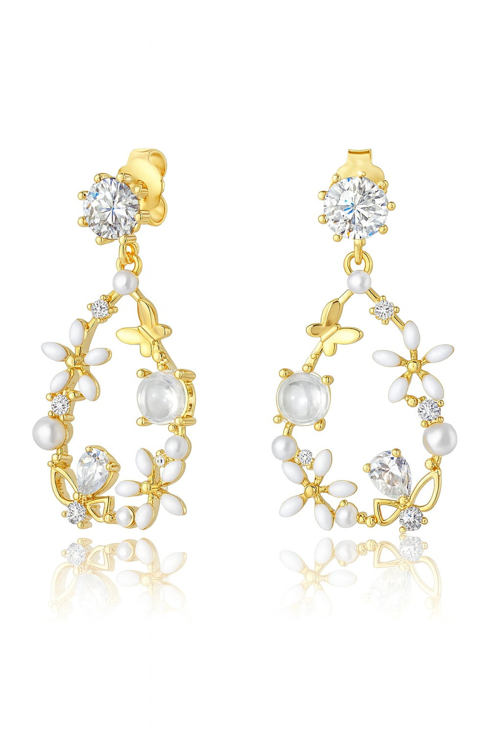 Modern Pearl Silver Earrings