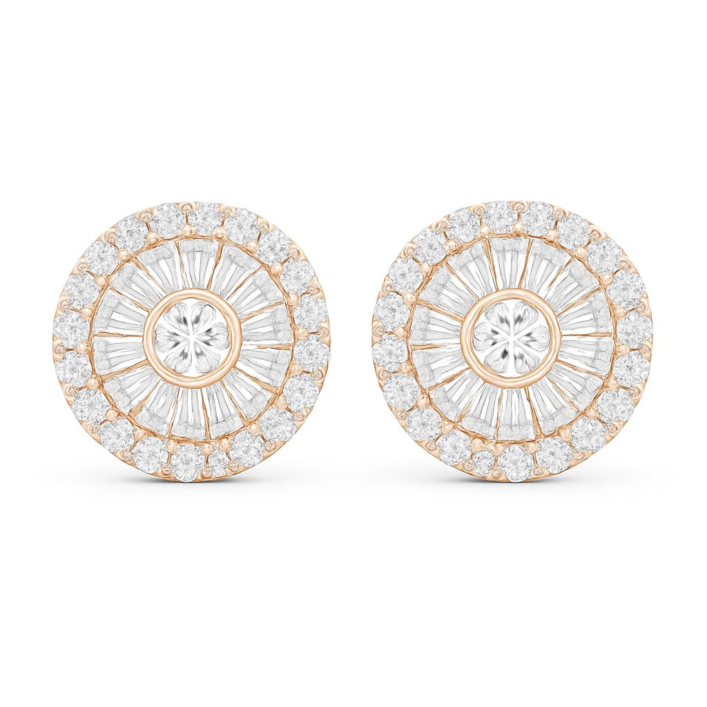 Blush Bloom Rosegold Studs Silver Earrings