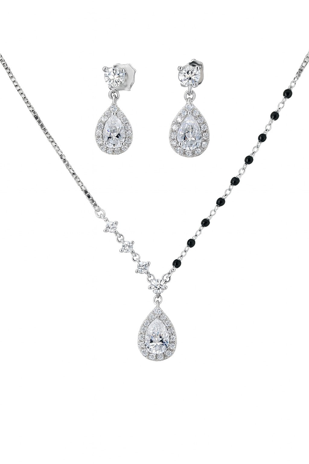 Shimmer Mangalsutra Silver Pendant Set
