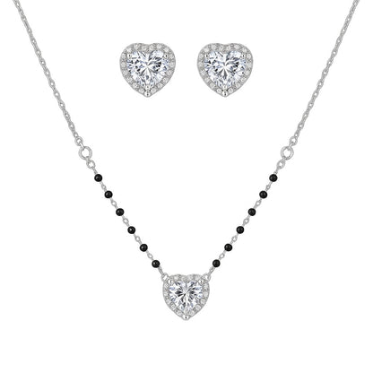 Crystal Mangalsutra Silver Pendant Set
