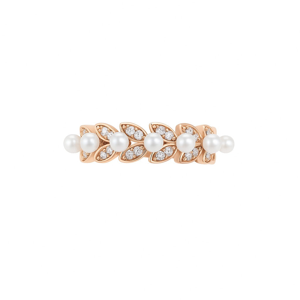 Mystic Pearl Rosegold Silver Ring
