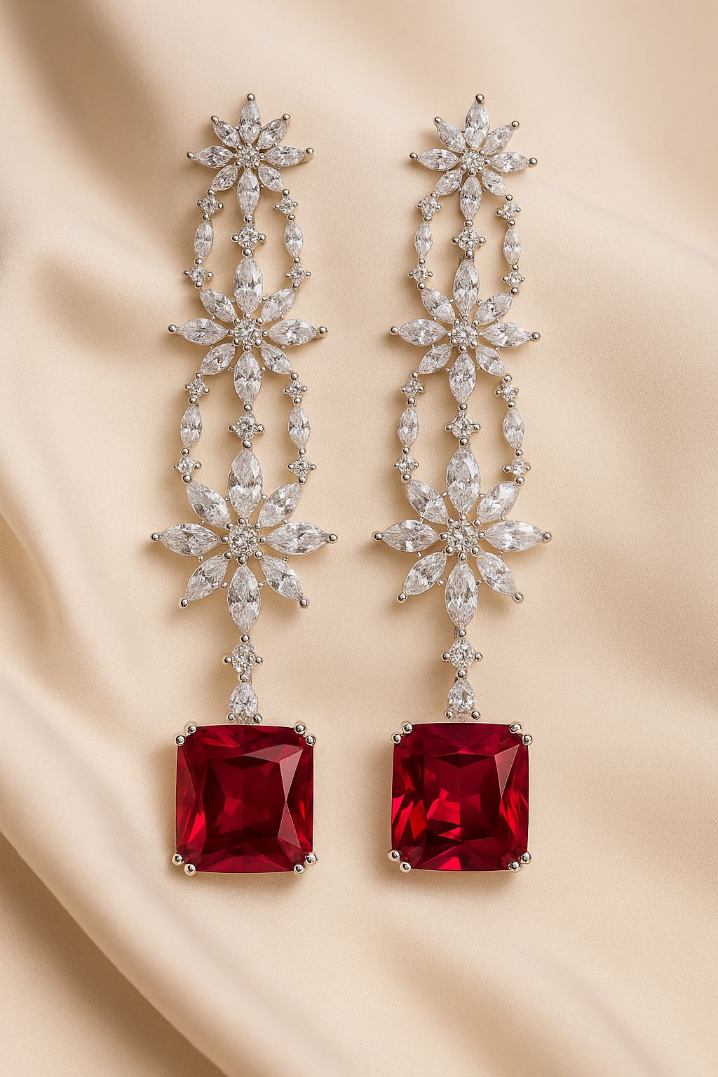 Ruby Drift Silver Earrings
