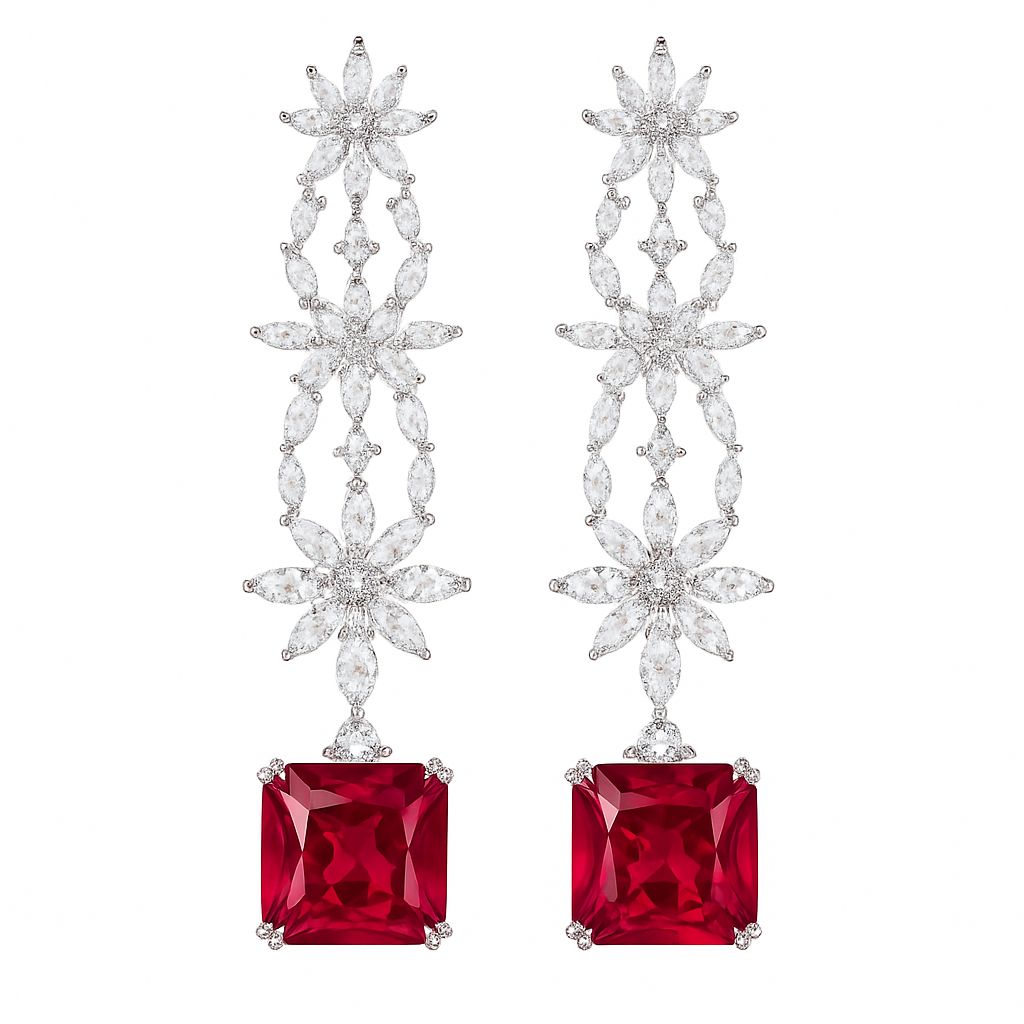 Ruby Drift Silver Earrings