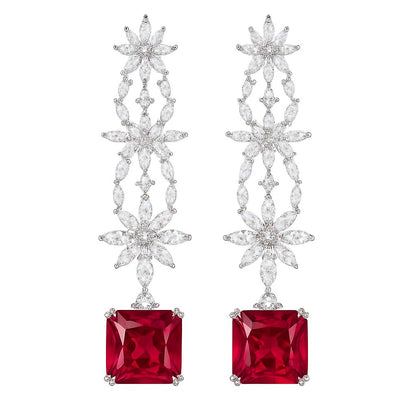 Ruby Drift Silver Earrings