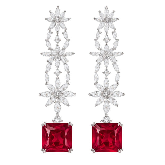 Ruby Drift Silver Earrings