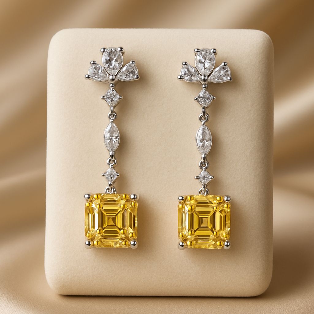 Grace Yellow Silver Earrings