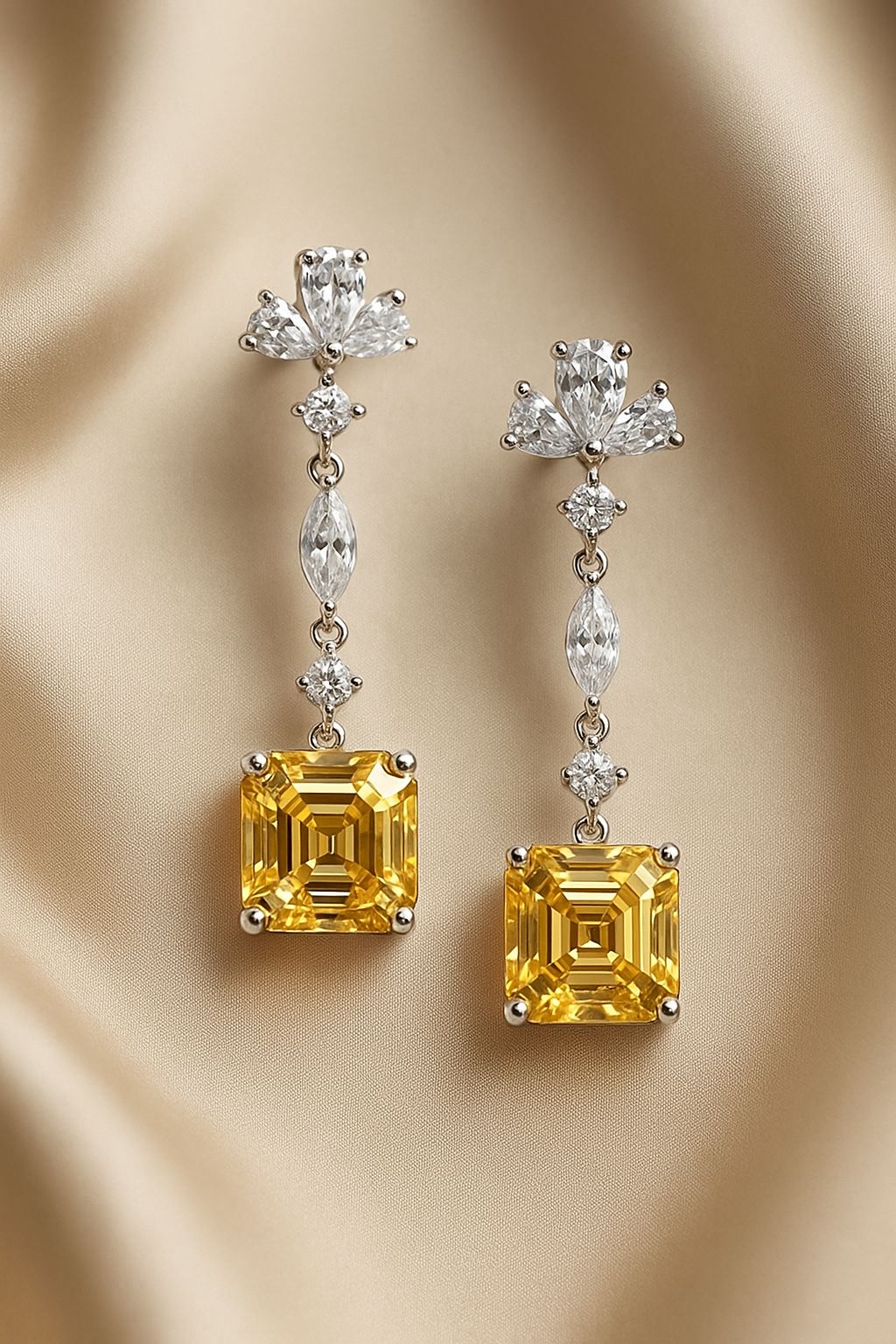 Grace Yellow Silver Earrings